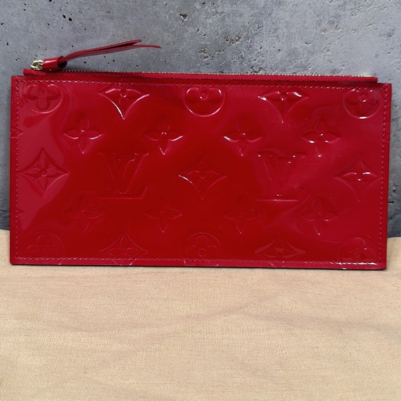 Louis Vuitton cherry red vernis falecie insert pochette clutch case - Picture 3 of 12